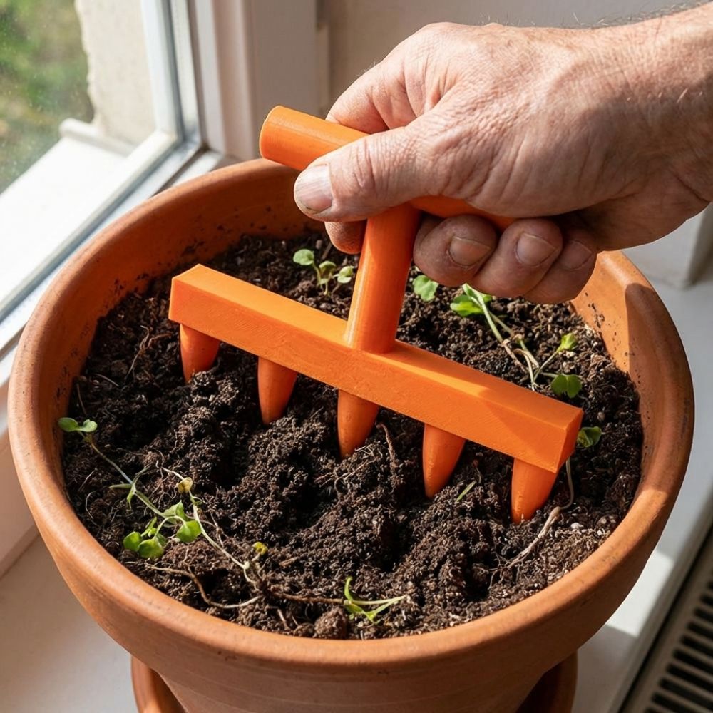 Garden Row Marker - Alat Pengebor Tanah Plastik 5 Cabang,
