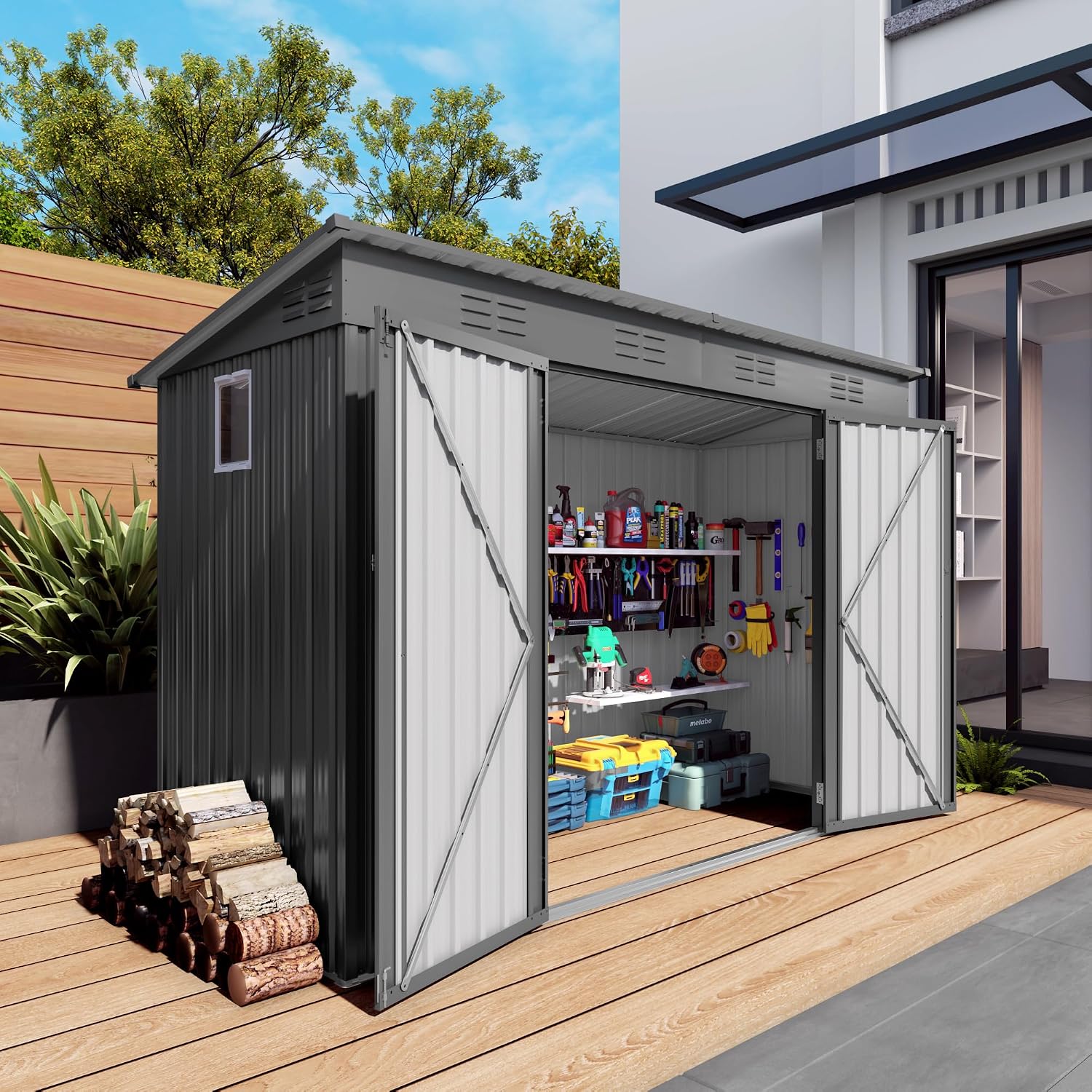 Gudang logam berukuran 9x4 kak - Gardening Tools Storage ulasan dan harga